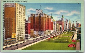 Chicago Illinois ILL, New Michigan Avenue, Highway, Roadway, Driveway, Postcard