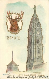 Postcard C-1910 Fraternal BPOE City Hall Tower Thompson 23-3557