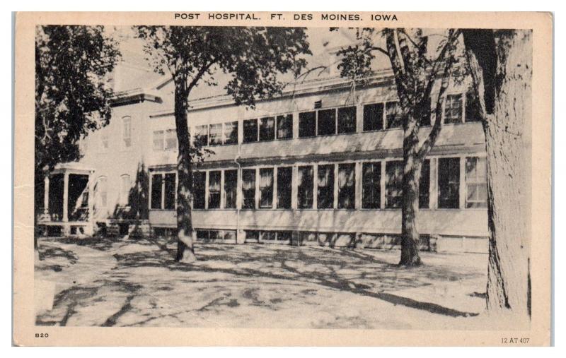 Mid-1900s Fort Des Moines, Post Hospital, IA Postcard