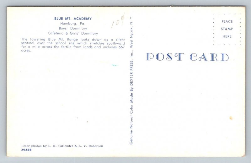 Blue Mt. Academy  Hamburg  Pennsylvania   Postcard