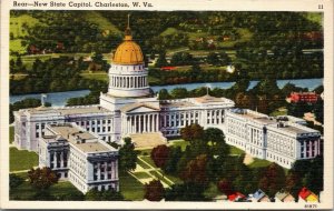 postcard Charleston WV - New State Capitol rear view