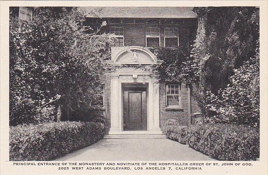 Principal Entrance Of Monastery St John Of God Los Angeles California Albertype