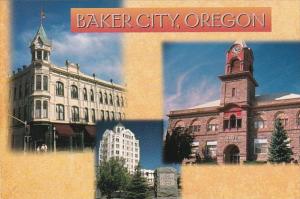 Oregon Baker CIty Showing City Hall Oregon Trail Marker In Post Office Square...