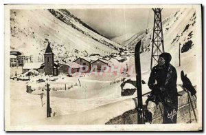 Old Postcard Sports D & # 39Hiver the Col De Puymorens The village of & # 39H...