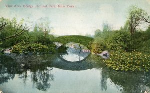 1910 CENTRAL PARK NEW YORK*VINE ARCH BRIDGE*ANTIQUE POSTCARD*FRANK FROM BERTHA