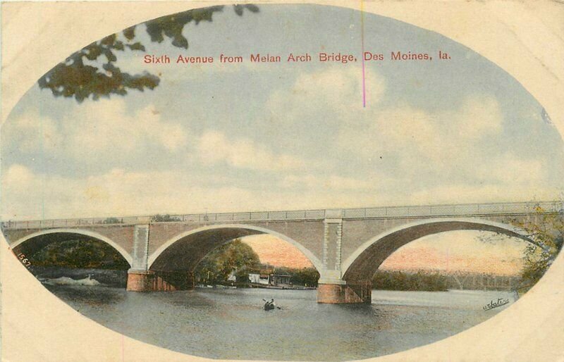 C-1910 Iowa Wheelock Sixth Melan Arch Bridge Des Moines Iowa Postcard 20-13459