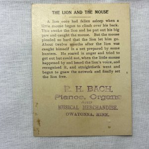 The Lion and The Mouse Wheeler & Wilson Sewing Machines Victorian Trade Card 