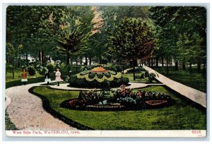 1907 West Side Park Exterior View Garden Waterloo Iowa Vintage Antique Postcard