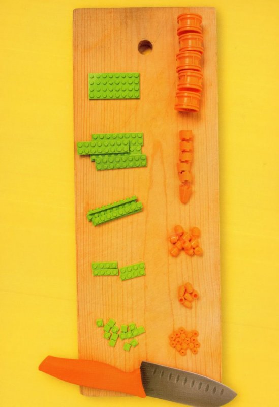 Garden Kitchen Knife Vegetables Peas Lego Slicing Board Toy Display Postcard