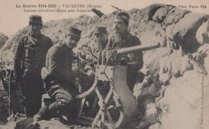 RPPC VAUQUOIS FRANCE SOLDIERS MACHINE GUN WW1 MILITARY POSTCARD (1916)