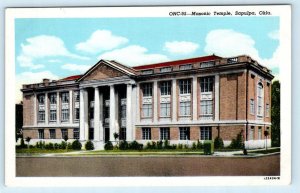 SAPULPA, Oklahoma OK ~ Fraternal MASONIC TEMPLE c1930s Creek County Postcard