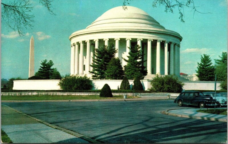 Jefferson Memorial Washington DC Temple Postcard VTG UNP Prince Old Cars Vintage 