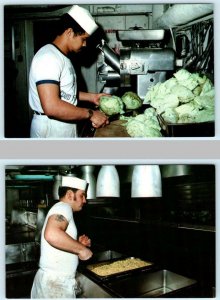 2 Postcards USS MIDWAY Ship ~ Mess Specialists ENLISTED DINING GALLEY Facility