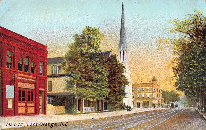 Main Street, Orange, New Jersey, Early Postcard showing the Firehouse, Unused