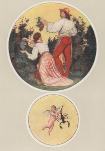 Josef Manes Farmers Cupid Child Fights Scorpion Czech Painting Postcard