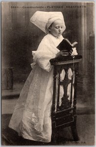 Communiante - PLEYBEN - BRASPARTS France Young Girl White Gown Postcard