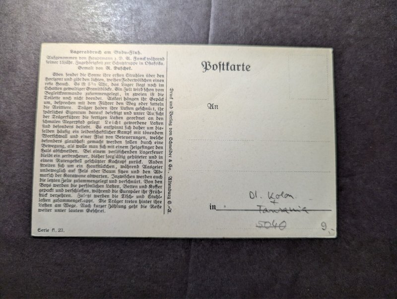 Mint Germany Postcard Camp Demolition on Babu River