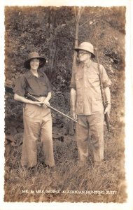 Mr and Mrs Morse in African Hunting Suits Real Photo Vintage Postcard AA110461