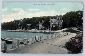 Stavanger Norway Postcard Section of Paradis Road River View 1915 Posted