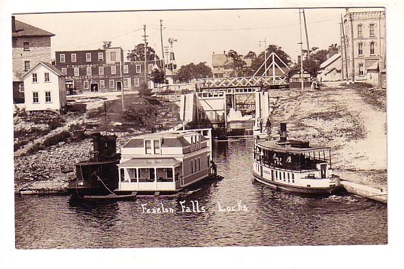 Real Photo, Boats at Fenelon Falls, Locks, Ontario