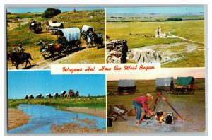 Wagons Ho Kansas Covered Wagon Vacation Vintage Standard View Postcard 