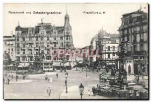 Old Postcard Frankfurt Rossmarkt Und Gutenbergdenkmal