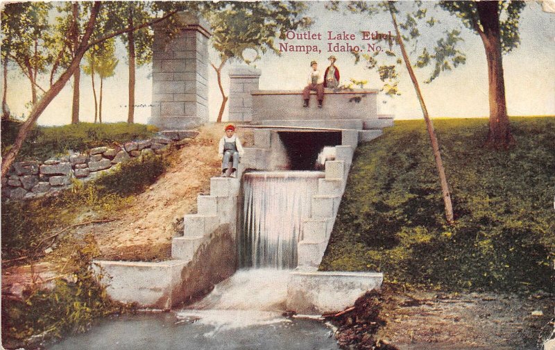 Outlet Lake Ethel Nampa Idaho 1913 postcard