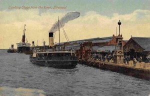 Steamer Landing Stage from River Mersey Liverpool UK 1910c postcard