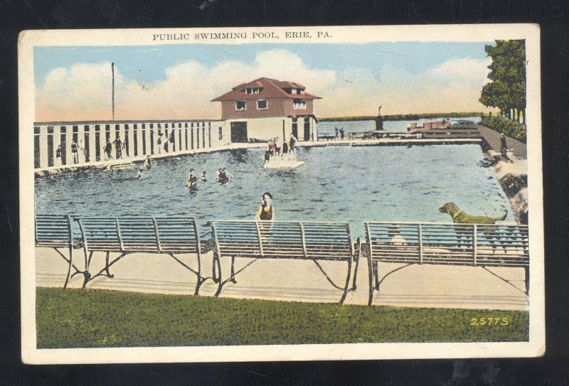 ERIE PENNSYLVANIA PA. PUBLIC SWIMMING POOL VINTAGE POSTCARD