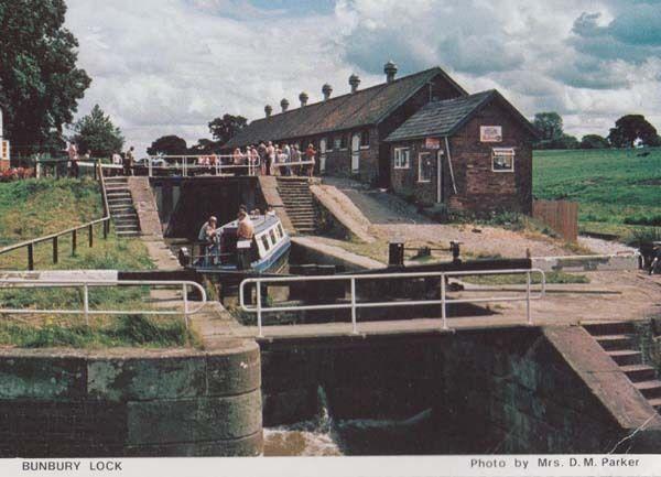 Bunbury Lock Cheshire Boat Ship Canal Tent Calor Gas Hanging Sign Shop Postcard