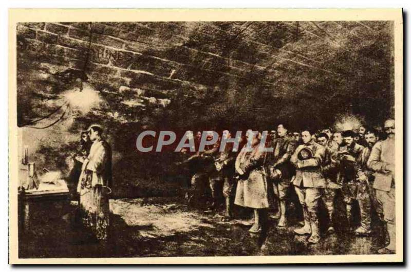 Old Postcard The Midnight Mass in Douaumont Army