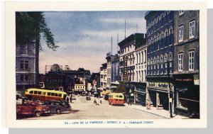 Cote De La Fabrique, Quebec, Canada Postcard, Fabrique Street, Old Buses