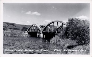 Fort Qu'Appelle Saskatchewan Bridge over Qu'Appelle River SK RPPC Postcard H60