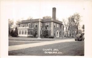 Illinois Il Real Photo RPPC Postcard c1930s CAMBRIDGE County JAIL Building