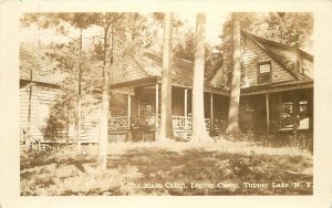 Postcard RPPC New York Tupper Lake Main Cabin Legion Camp $5 Photo 23-8881