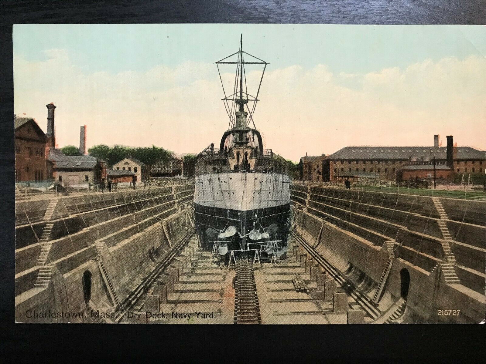 Vintage Postcard 1907 1915 Dry Dock Navy Yard Charleston Massachusetts