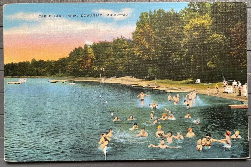 Vintage Postcard 19301945 Cable Lake Park Dowagiac Michigan United