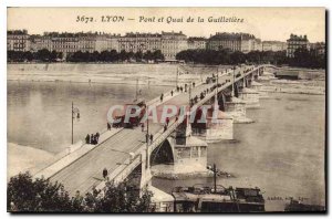 Old Postcard Lyon Bridge and Quai de la Guillotiere