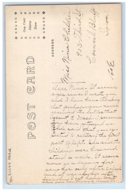 c1910's View Of Ellis Park Cedar Rapids Iowa IA RPPC Photo Antique Postcard