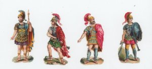 1880s Roman Soldiers Lot Of 4 Victorian Die Cut Trade Card P123E