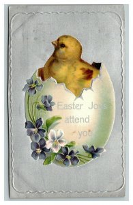 Vintage 1910's International Art Easter Postcard Cute Hatching Chick Giant Egg