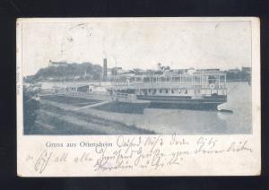 1901 GRUSS AUS OFFENSHEIM RIVERBOAT STEAMER GERMANY GERMAN VINTAGE POSTCARD