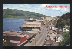 KETCHIKAN ALASKA DOWNTOWN STREET SCENE BIRDSEYE VIEW VINTAGE POSTCARD