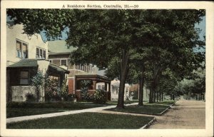Centralia Illinois IL Residence Section Street Scene Vintage Postcard