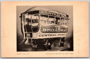 Vtg Museum Of The City Of New York NY Horse Car Central Park Trolley Postcard