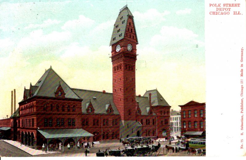 Chicago, Illinois - The Polk Street Train Station - c1905