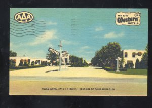 TULSA OKLAHOMA ROUTE 66 TULSA AAA MOTEL VINAGE ADVERTISING LINEN POSTCARD