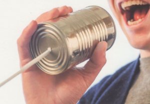 Tin Can String Telephone Toy Childrens Communications German Postcard