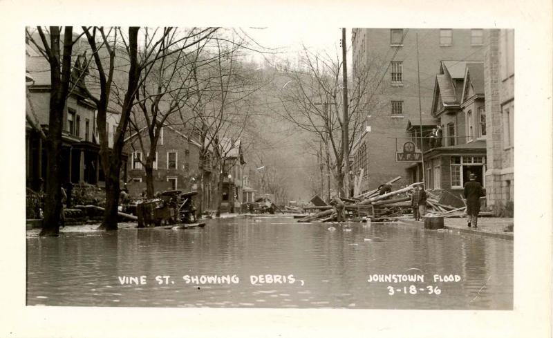 PA - Johnstown. March 18, 1936 Flood. Vine Street Debris   *RPPC