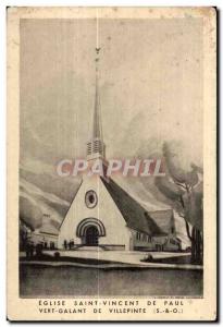 Old Postcard Church of Saint Vincent De Paul De Vert Galant Villepinte